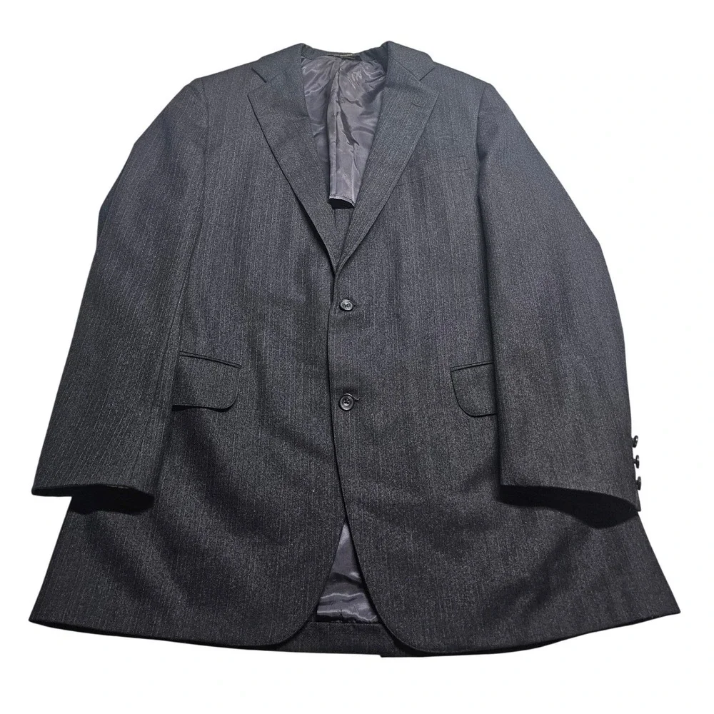 Norman Hilton Connollys Mens 42L Pinstripe Blazer‎ Charcoal Gray 2 Button Jacket
